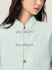 Tweed Chinese short-sleeved Top