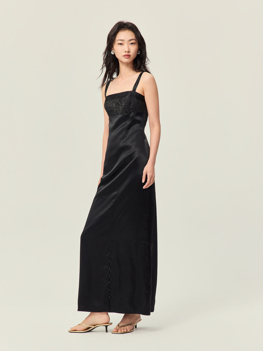 Jacquard patchwork strap dress