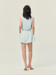 Pearl beaded Lace square-necked vest