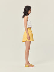 Linen pleated A-line shorts