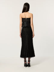 Molan patchwork waist cinched strapless top
