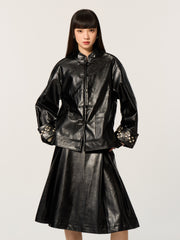 Embroidered Mandarin Collar Tang suit