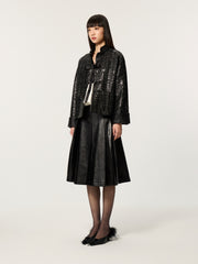 Color-Block Mandarin Collar Tang Suit Blouse