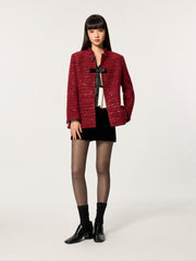 Chinese-Style Slim Fit Tweed Jacket