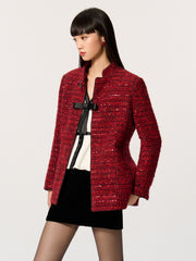 Chinese-Style Slim Fit Tweed Jacket