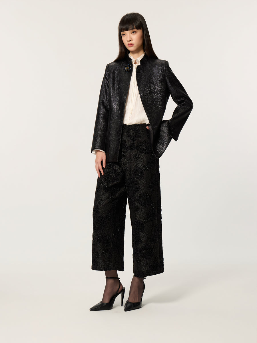Mo Lan Dangling Bead Chinese-style V-neck Split Jacket