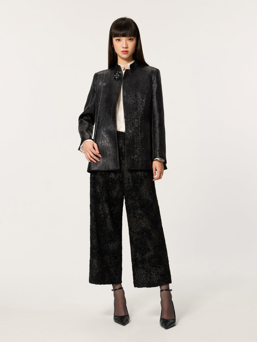 Mo Lan Dangling Bead Chinese-style V-neck Split Jacket