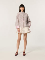 Color-Block Mandarin Collar Tang-Style Top