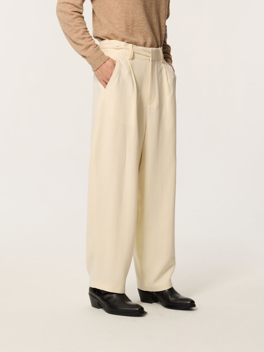 Linfeng Chinese-style wide-leg belt trousers