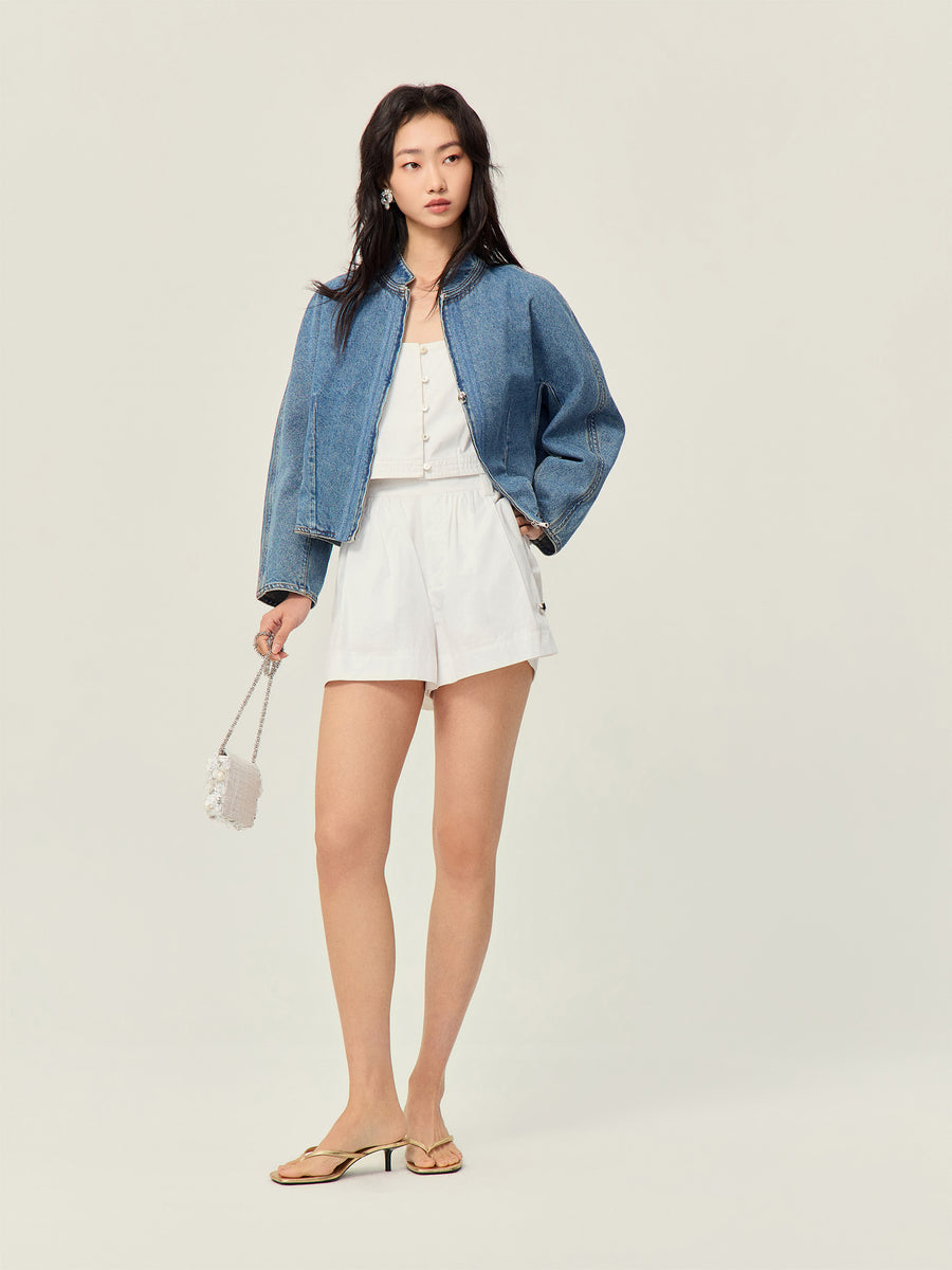 One piece sleeved denim jacket
