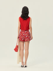 Pomegranate embroidered A-line short