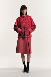 Rose Red I-Shaped Glossy Skirt